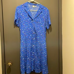 Royal blue with floral print dress. Gap, size small.